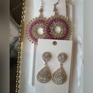 #3 Bundle Purple and Gold Statement Hoop Earrings